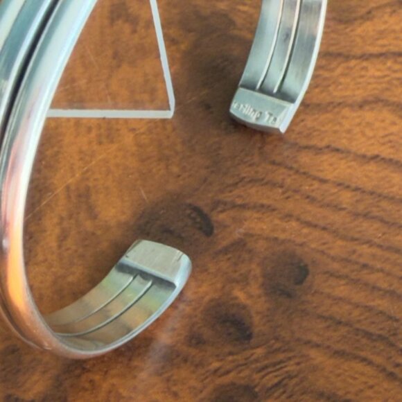 Vintage Navajo Sterling Silver Cuff Bracelet Stamped "Sterling Tahe" 5-3/4" Lady - Picture 7 of 10